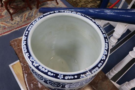 A large 19th century Chinese blue and white fish bowl height 37.5cm